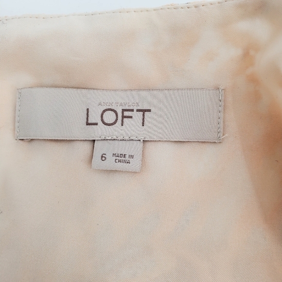 Loft Peach and Silver Metallic Pleated Lace Dress - Picture 7 of 9